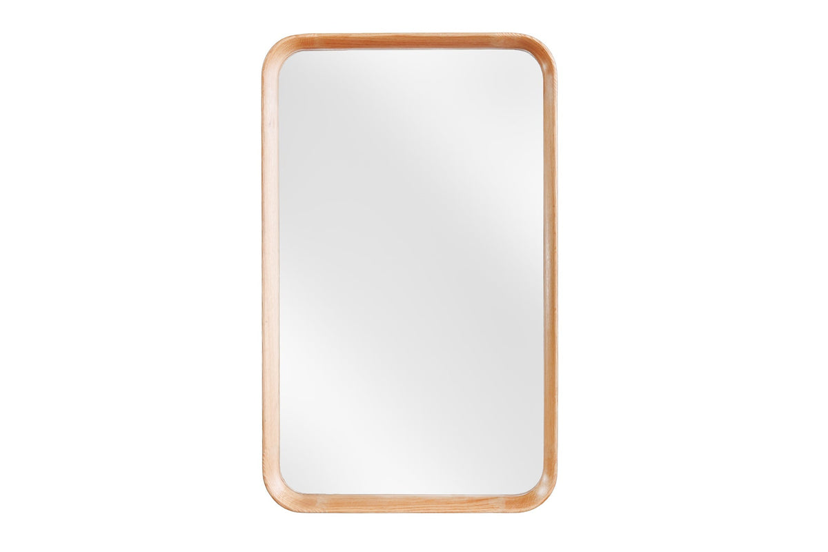 Miroir mural moderne AMSTERDAM 80cm chêne naturel bois massif fait main