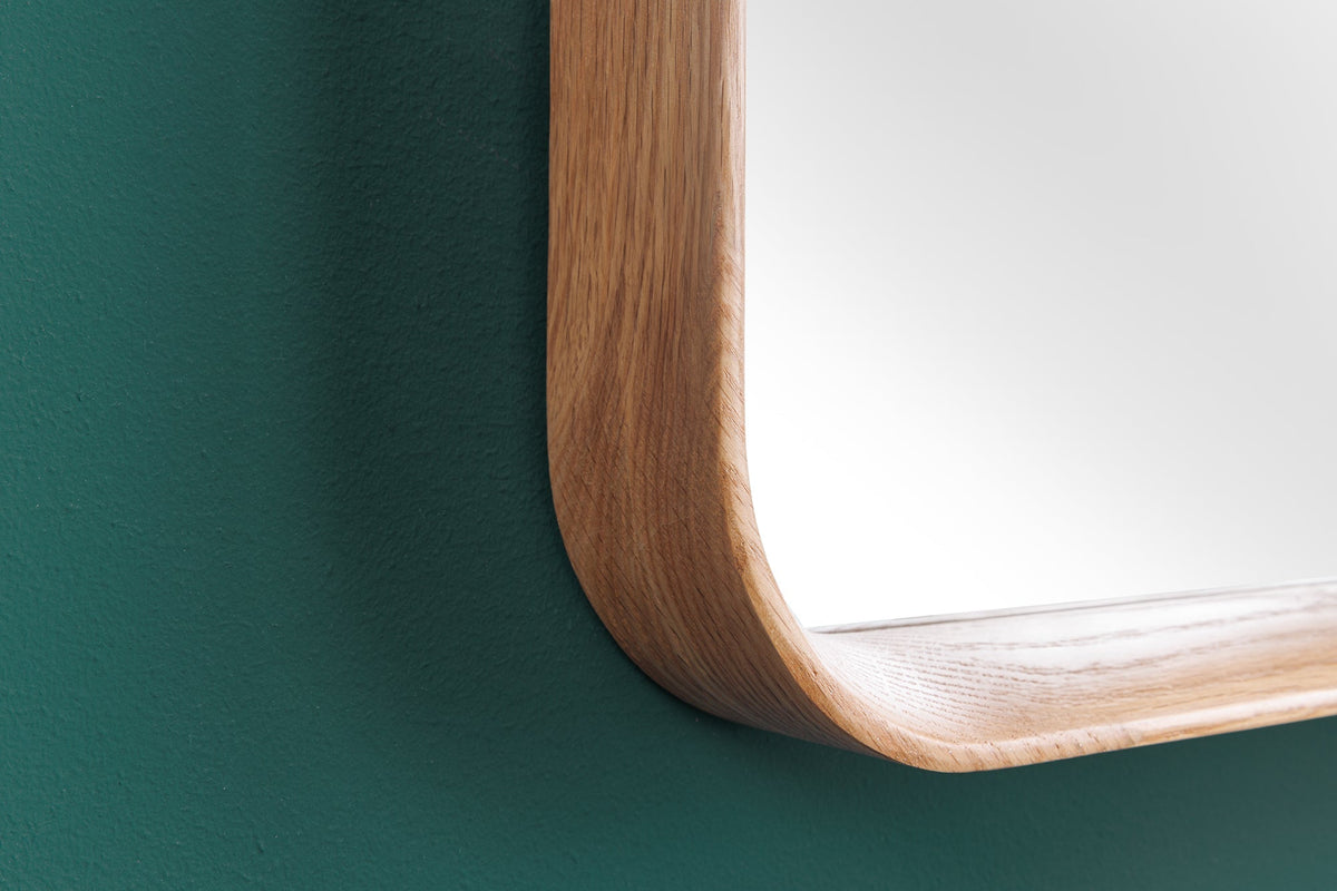 Miroir mural moderne AMSTERDAM 80cm chêne naturel bois massif fait main