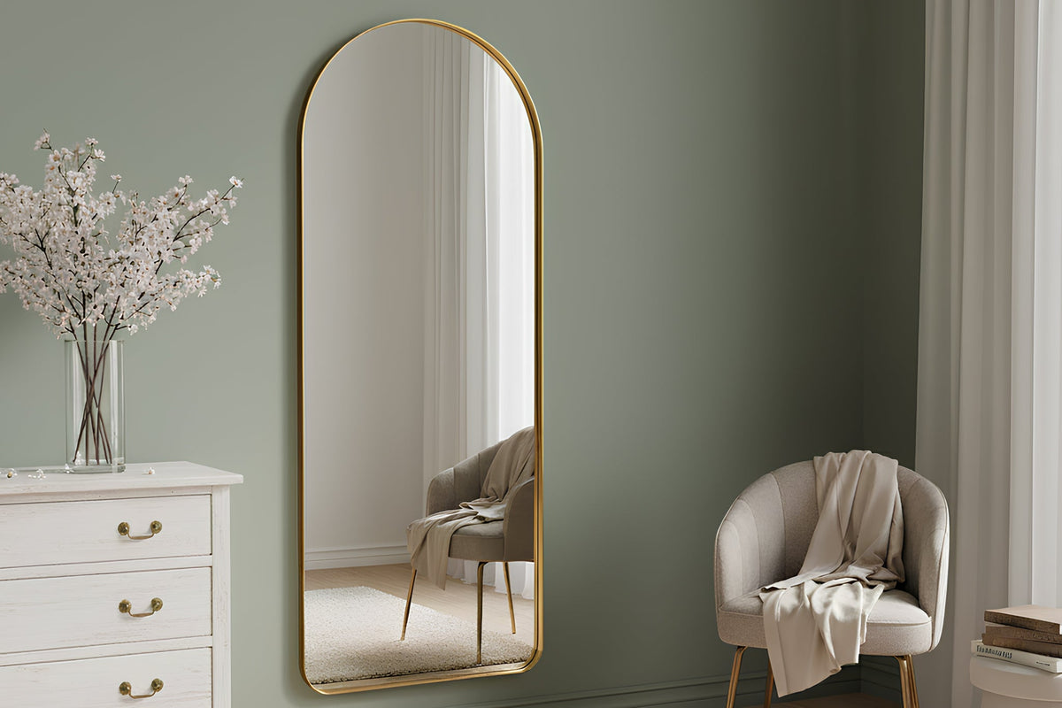 Miroir mural moderne ARCA 160cm or Aluminium