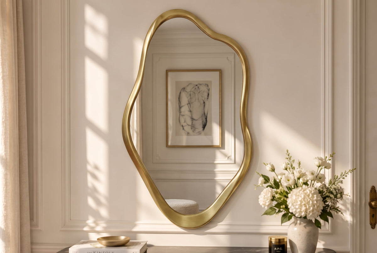 Miroir mural moderne EMBER 100cm or variable à accrocher forme organique