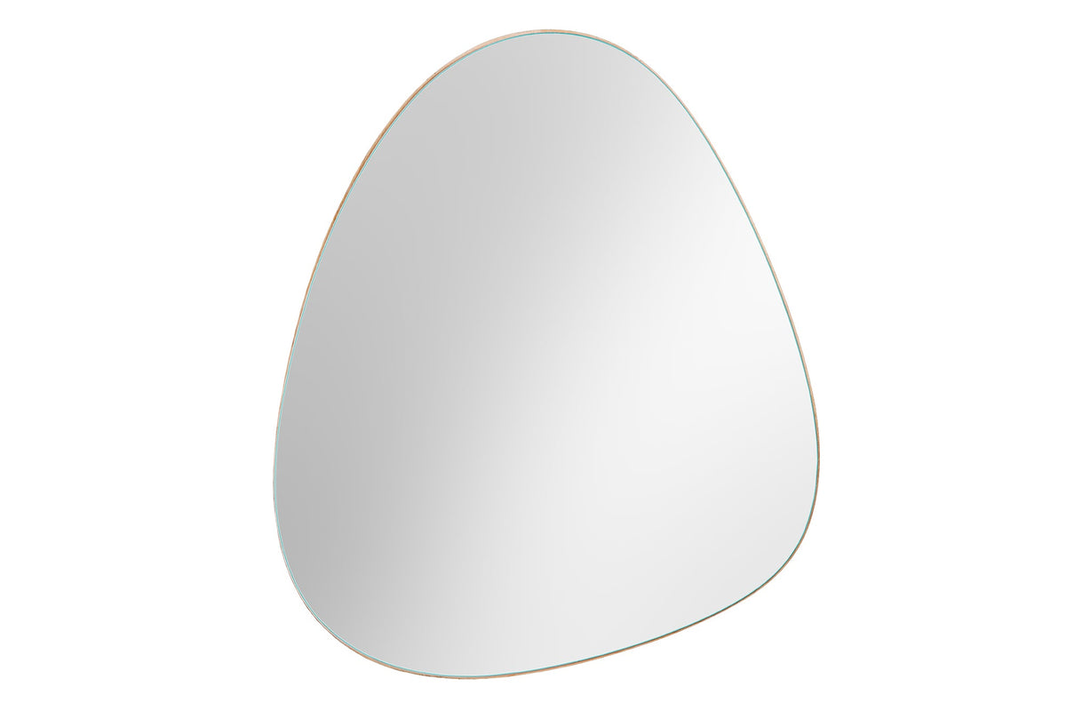 Miroir mural moderne NOEMI 70cm chêne naturel bois massif fait main design asymétrique