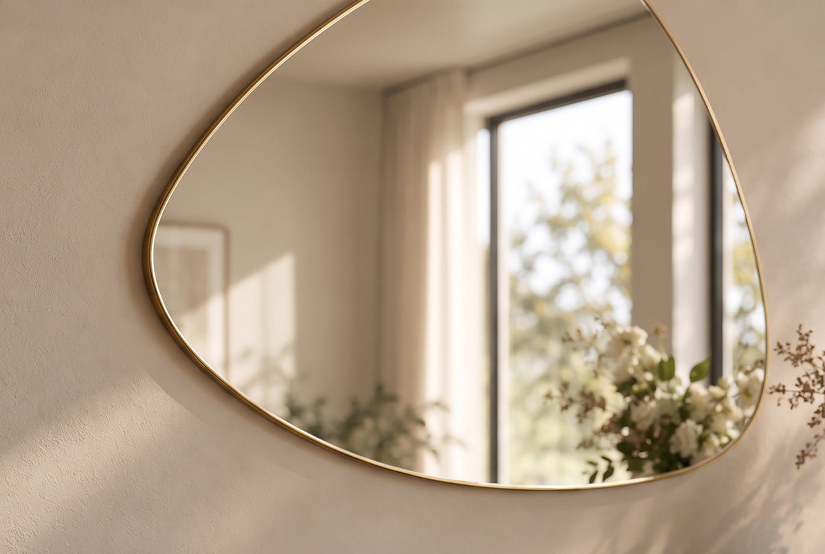 Miroir mural moderne NOEMI 85cm or accrochage variable