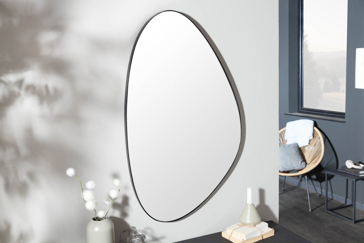 Miroir mural moderne NOEMI 90cm noir design asymétrique