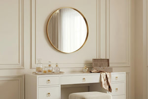 Miroir mural rond PORTRAIT 40cm or avec cadre en métal
