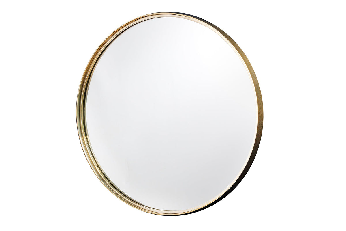 Miroir mural rond PORTRAIT 50cm cadre métal doré fait main