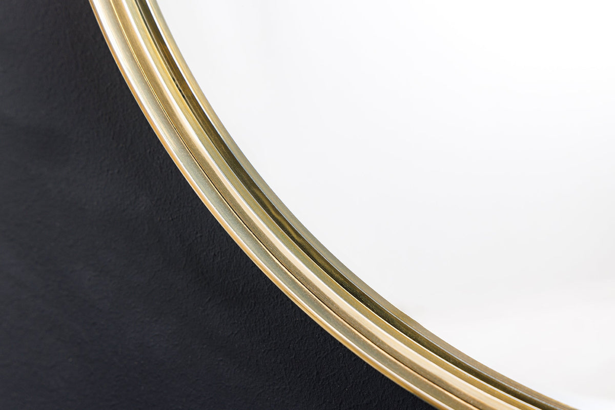 Miroir mural rond PORTRAIT 50cm cadre métal doré fait main