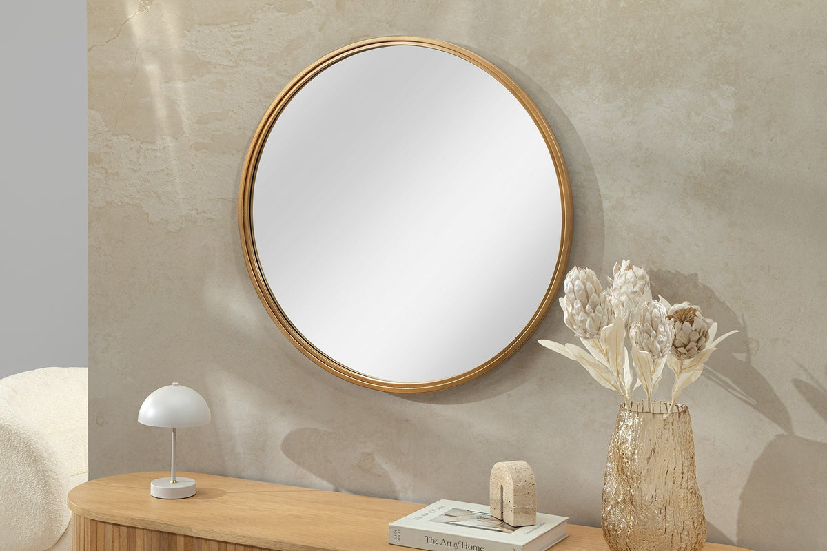 Miroir mural rond PORTRAIT 60cm or fer fait main