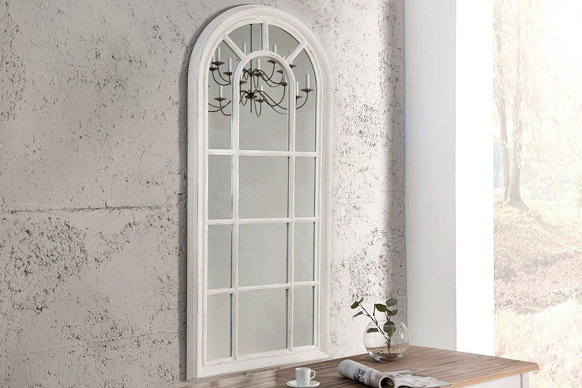 Miroir mural vintage CASTILLO 140cm blanc crème arc rond design shabby chic style maison de campagne