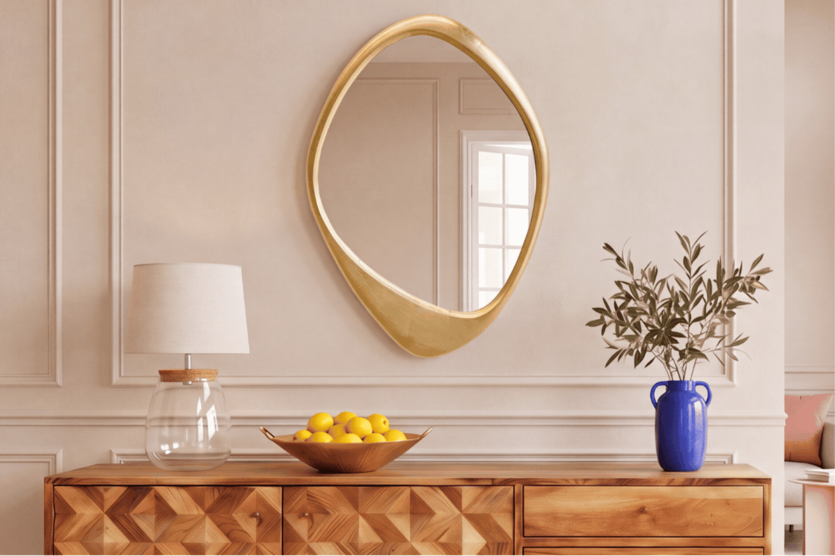 Design miroir mural CURVY 160cm apricot miroir pastel