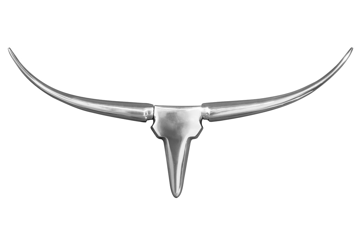 Moderne design de décoration murale BULL 75cm aluminium argenté tête de taureau