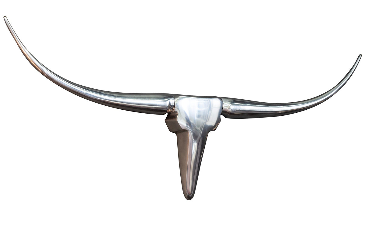 Moderne design de décoration murale BULL L 100cm aluminium argenté tête de taureau