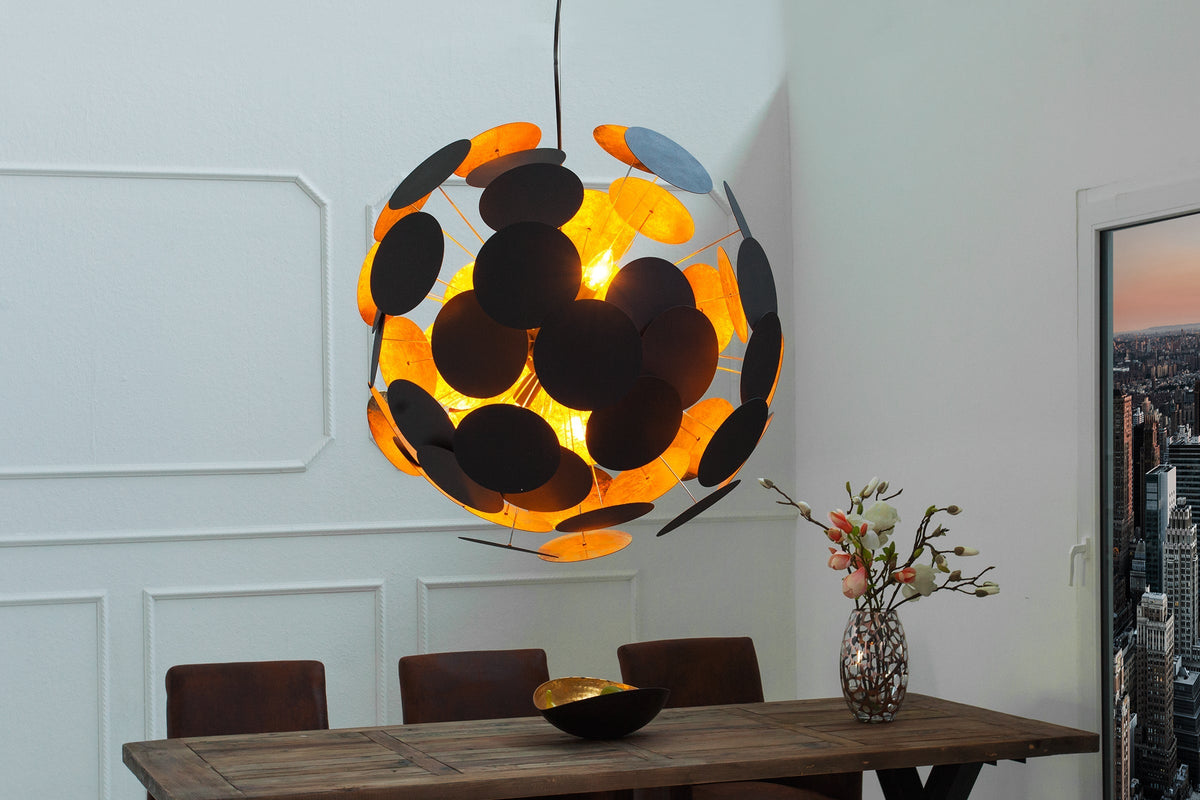 Moderne Design Hängeleuchte INFINITY HOME 70cm schwarz gold Pendelleuchte