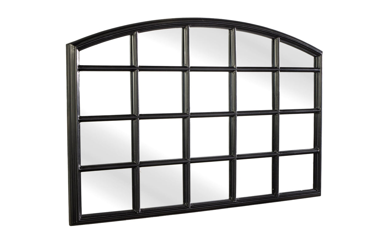 Moderne miroir mural PARIS 120cm noir miroir fenêtre design arc-rond