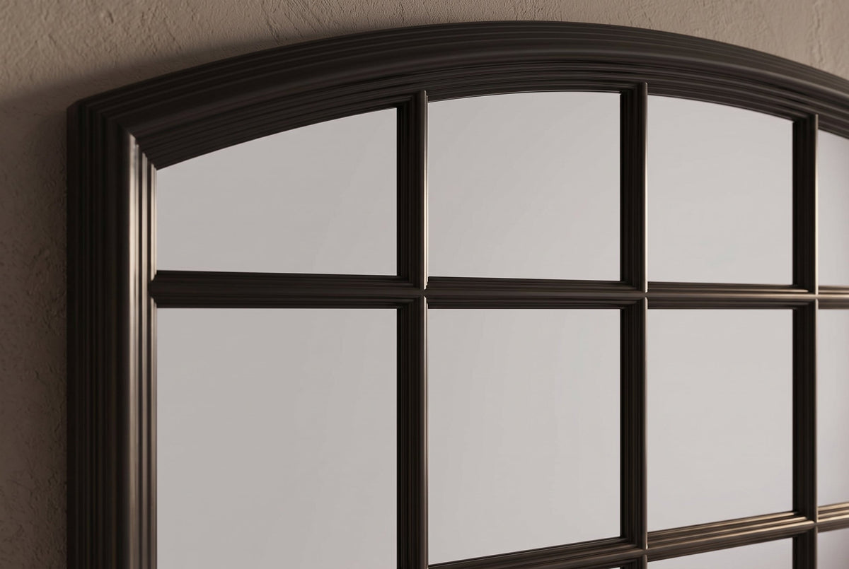 Moderne miroir mural PARIS 120cm noir miroir fenêtre design arc-rond