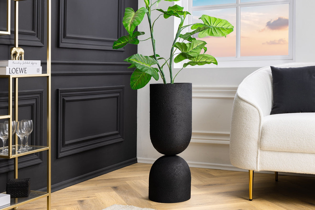 Moderne Vase SANDGLASS XL 70cm noir fer handmade utilisable des deux côtés