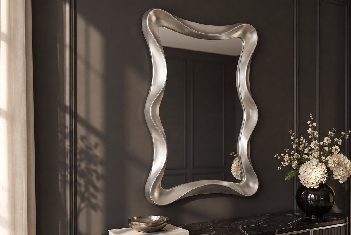 Moderner Wandspiegel ALICE 120cm silber variabel aufhängbar