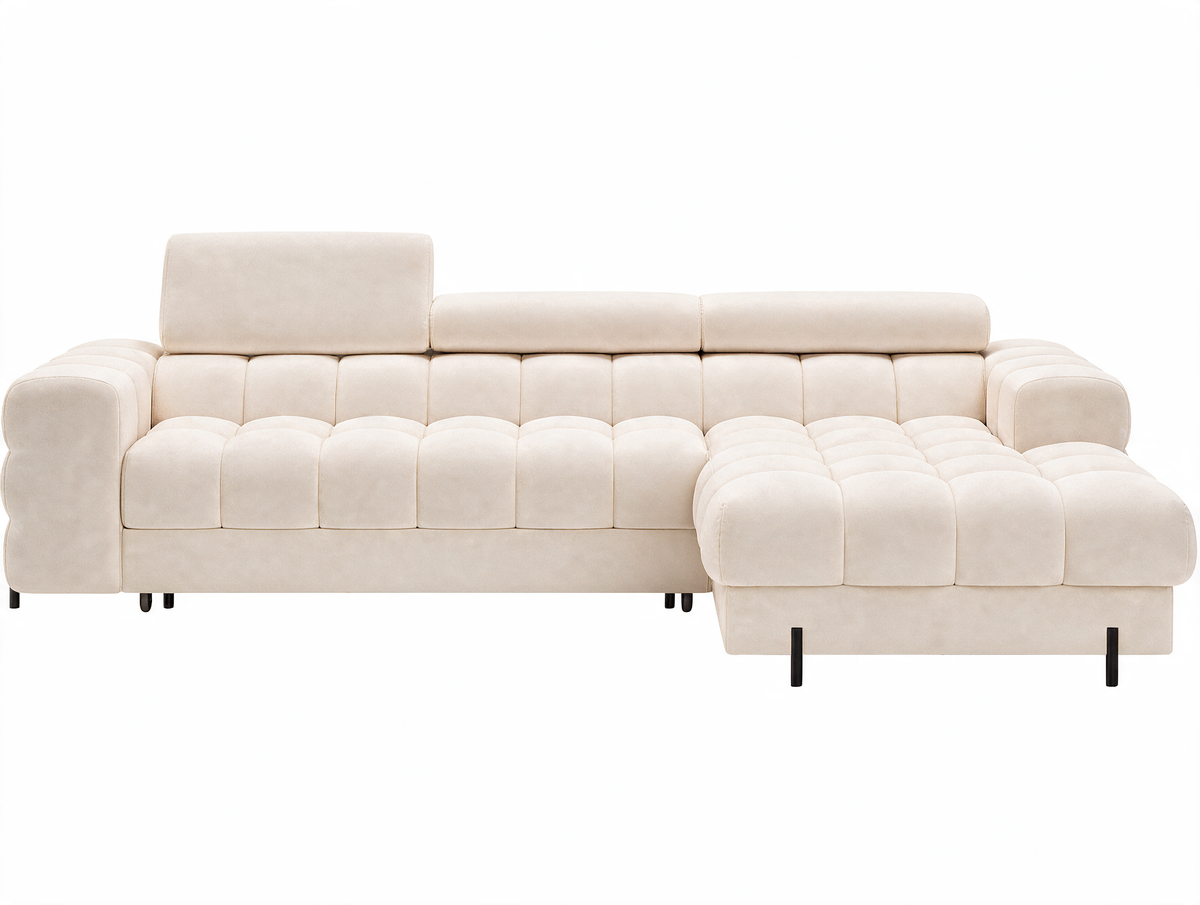 MONTCEAU ANGLE — Canapé d’angle convertible velours beige