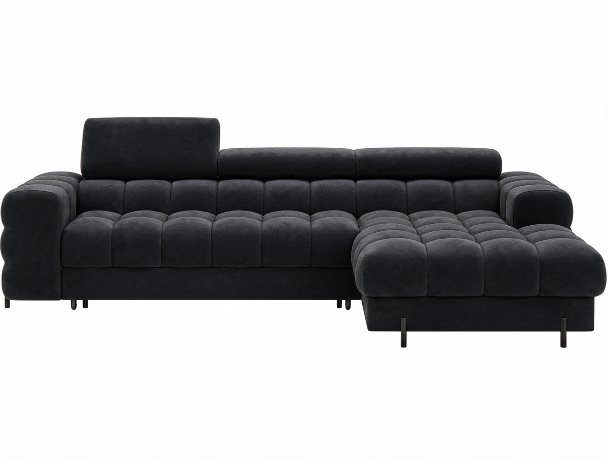 MONTCEAU ANGLE — Canapé d’angle convertible velours noir