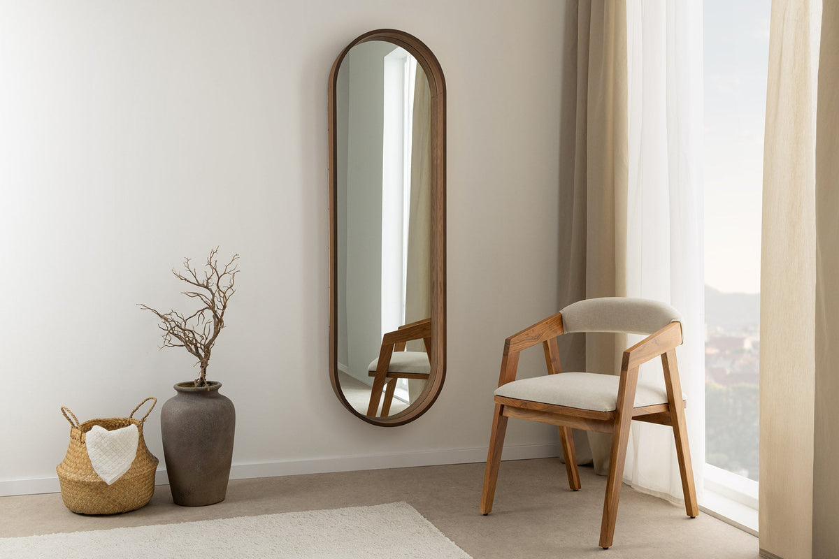 Ovaler Wandspiegel PORTRAIT 165cm braun in Walnussholz-Design