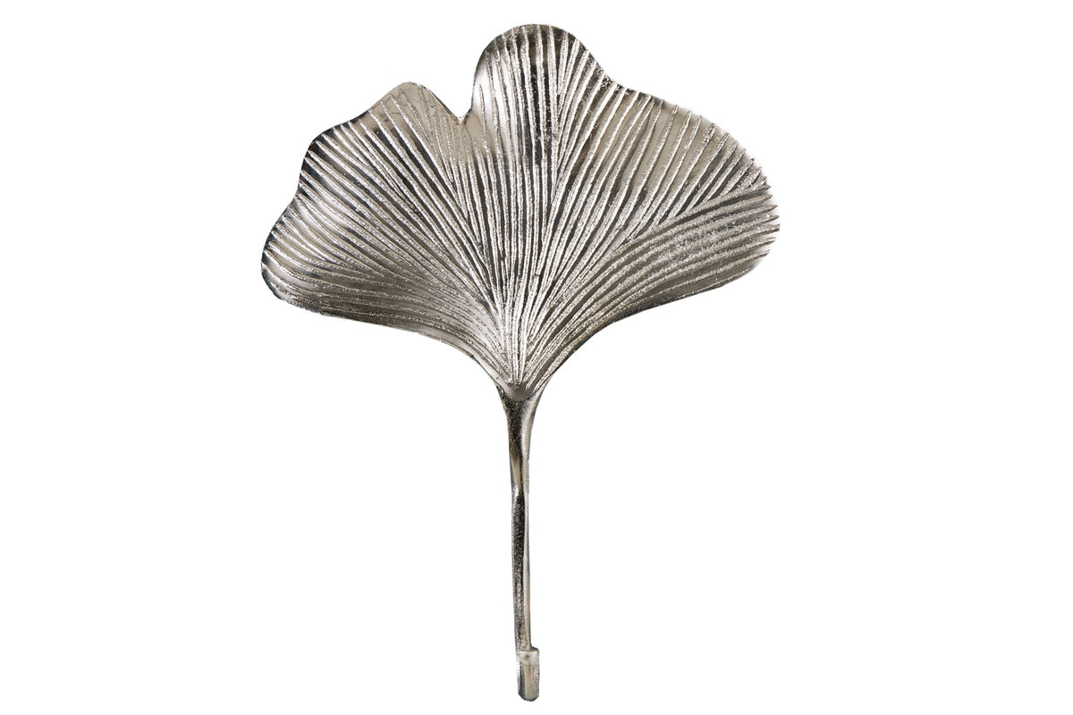 Patère décorative lot de 3 GINKGO 30cm métal argenté fait main