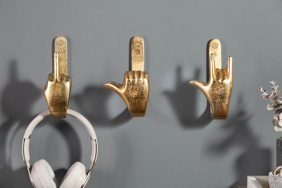 Patères extravagantes FINGERS métal doré-aluminium lot de 3 porte-manteaux muraux