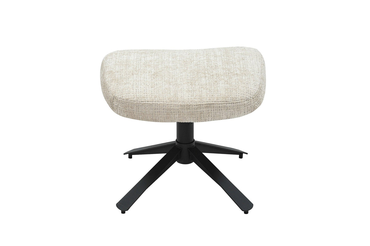 pivotant tabouret CLOUD champagne beige tissu chenille noir métal repose-pieds