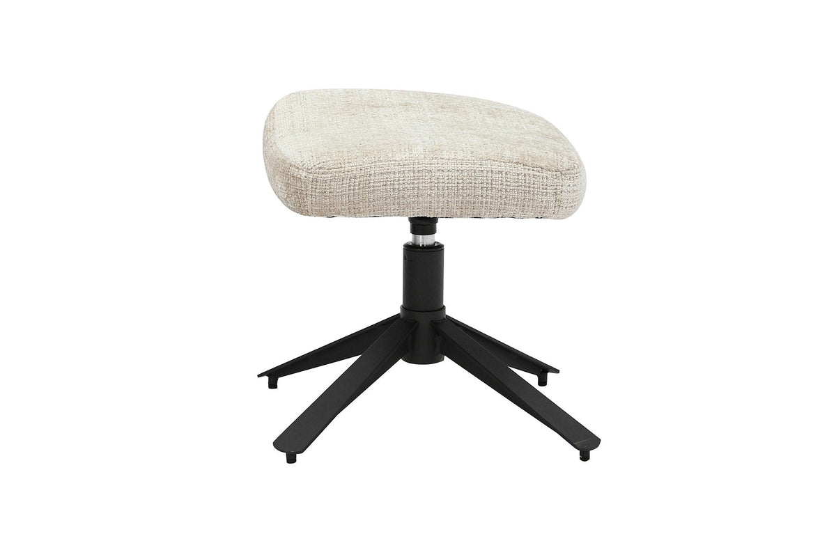 pivotant tabouret CLOUD champagne beige tissu chenille noir métal repose-pieds