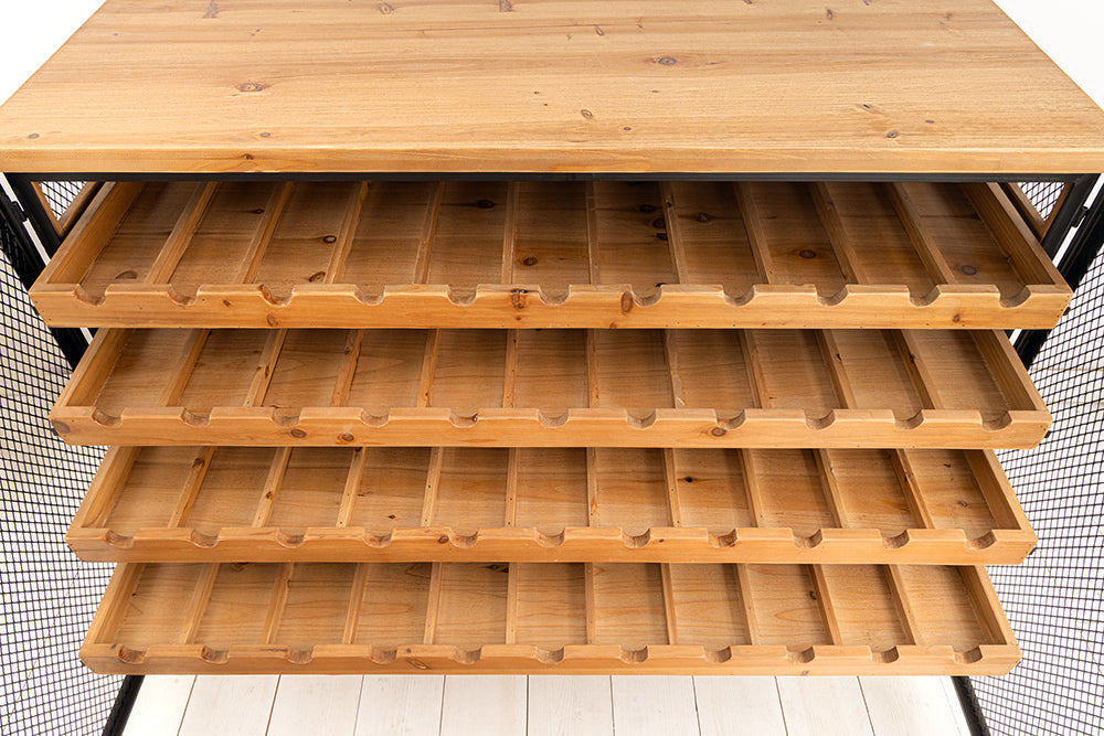 Planche à vin design BODEGA 130cm casier à bouteilles en métal et bois de sapin noir naturel