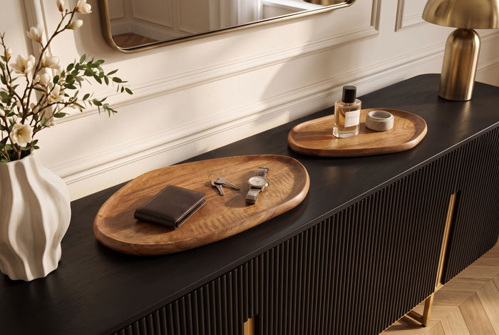 Plateau massif lot de 2 AMAZONAS 56cm en bois de manguier fabriqué artisanalement