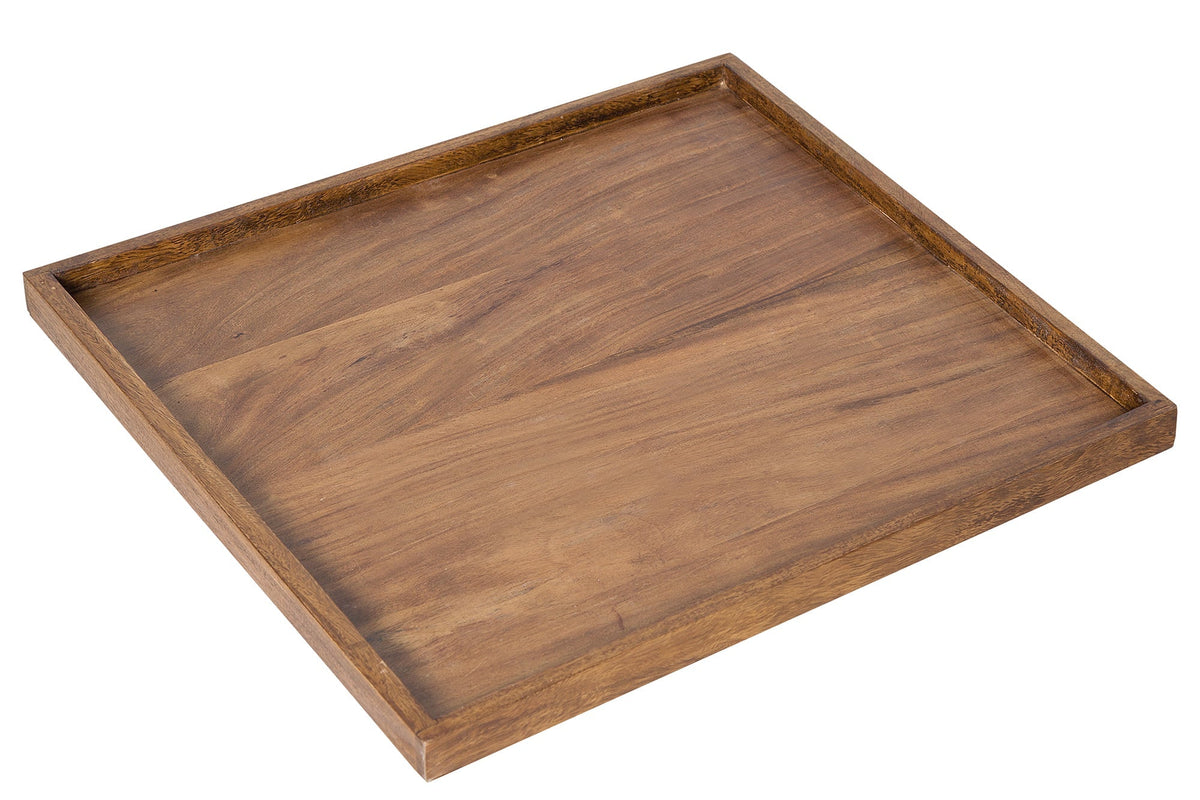Plateau massif MAKASSAR 50cm plateau de service finition pierre Sheesham marron
