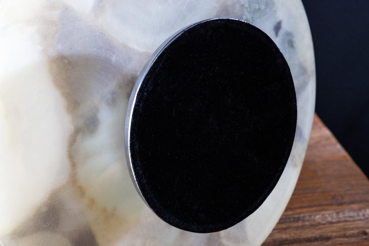 Présentoir à gâteau décoratif NOBLE 35cm argent pierre précieuse fait main agate quartz aluminium