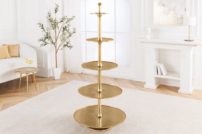 Présentoir à gâteaux design XXL ABSTRAIT 150cm en métal doré à cinq étages fait main