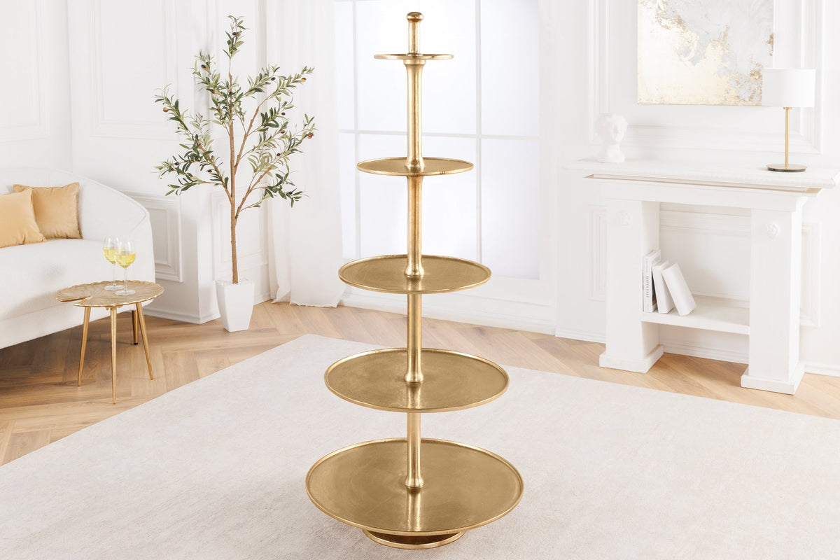 Présentoir à gâteaux design XXL ABSTRAIT 150cm en métal doré à cinq étages fait main