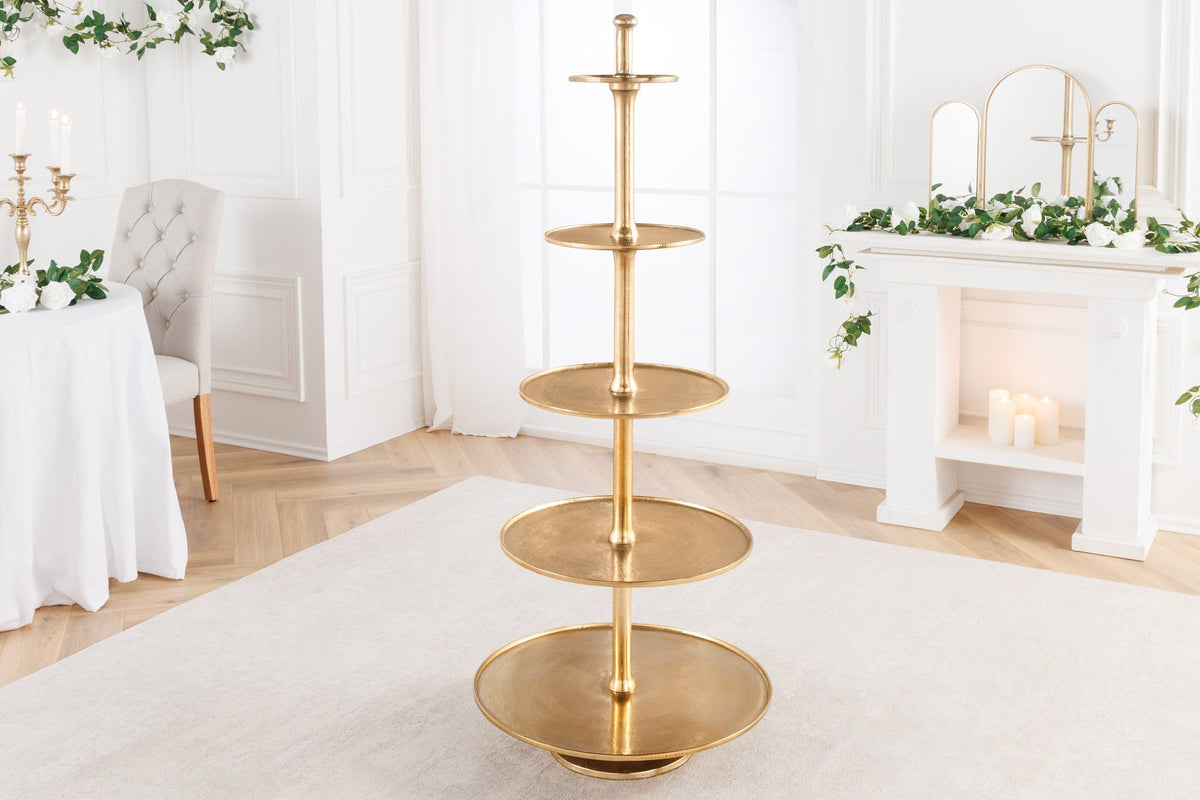 Présentoir à gâteaux design XXL ABSTRAIT 150cm en métal doré à cinq étages fait main