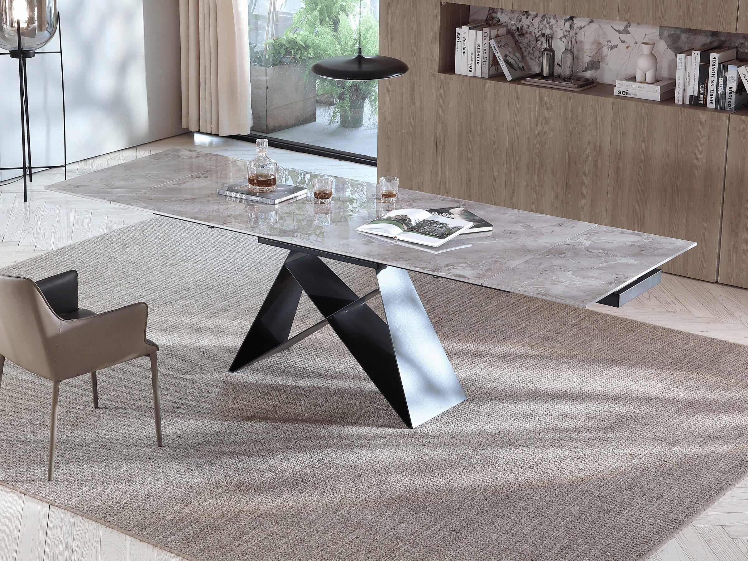 Mesa de comedor extensible Masdar Cerámica-gris-180-260-90-cm