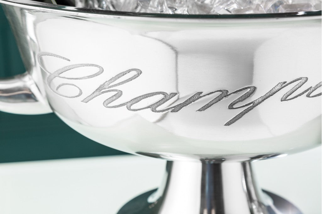 Refroidisseur de champagne au design élégant CHAMPAGNE 40cm refroidisseur de bouteille en argent poli