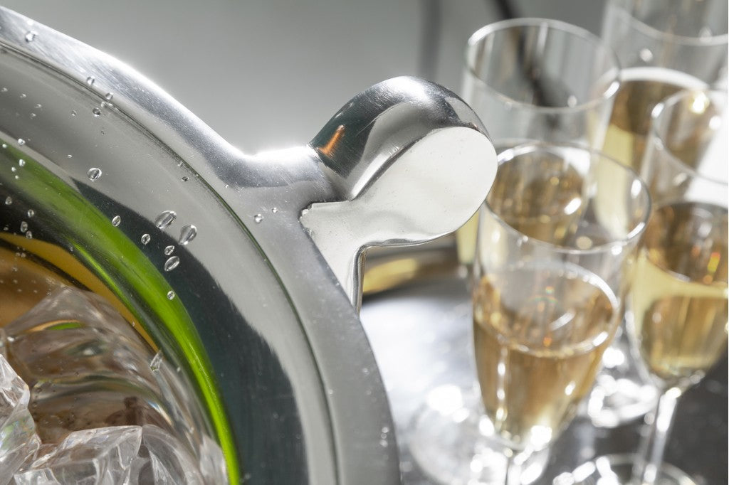 Refroidisseur de champagne au design élégant CHAMPAGNE 40cm refroidisseur de bouteille en argent poli