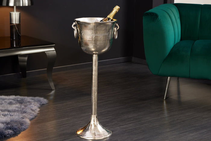Refroidisseur de champagne décoratif CHAMPAGNE 80cm refroidisseur de bouteille en métal argenté antique fait à la main