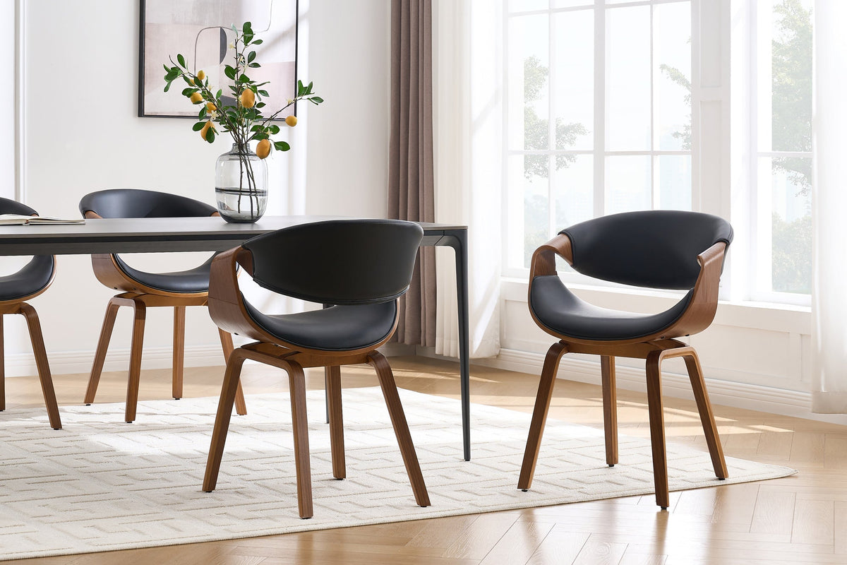 Retro fauteuil ORGANIC noir noyer cuir synthétique avec accoudoirs