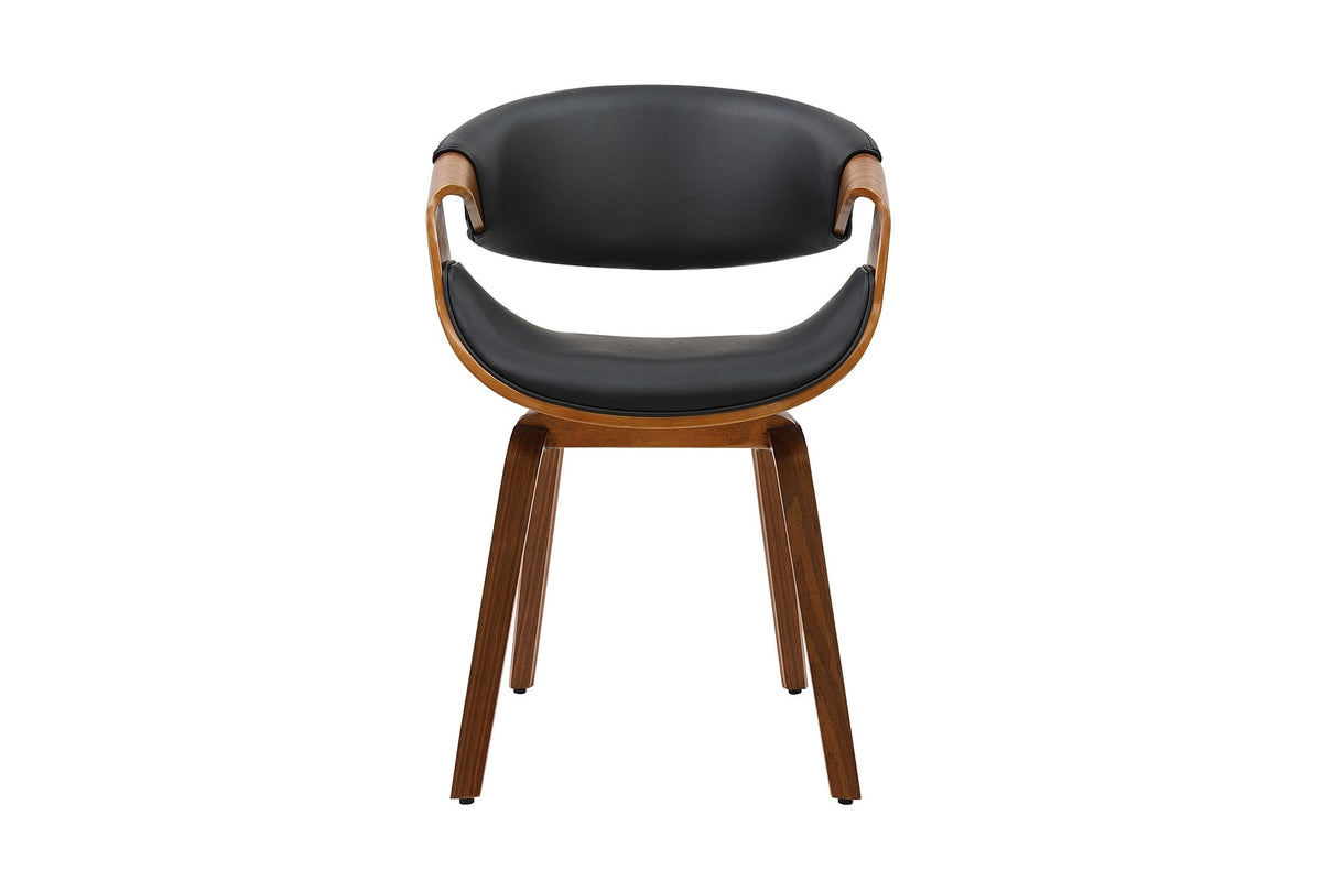 Retro fauteuil ORGANIC noir noyer cuir synthétique avec accoudoirs