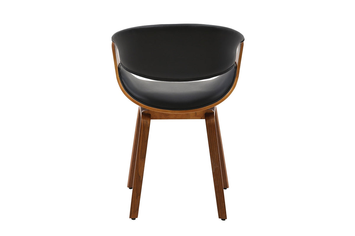 Retro fauteuil ORGANIC noir noyer cuir synthétique avec accoudoirs