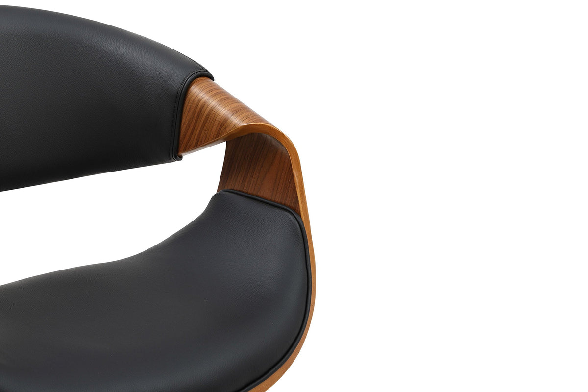 Retro fauteuil ORGANIC noir noyer cuir synthétique avec accoudoirs