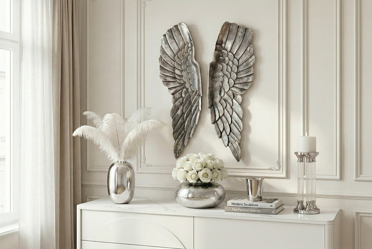 Riesige Wanddekoration FALLEN ANGEL 65cm Engelsflügel im asymmetrischen Design