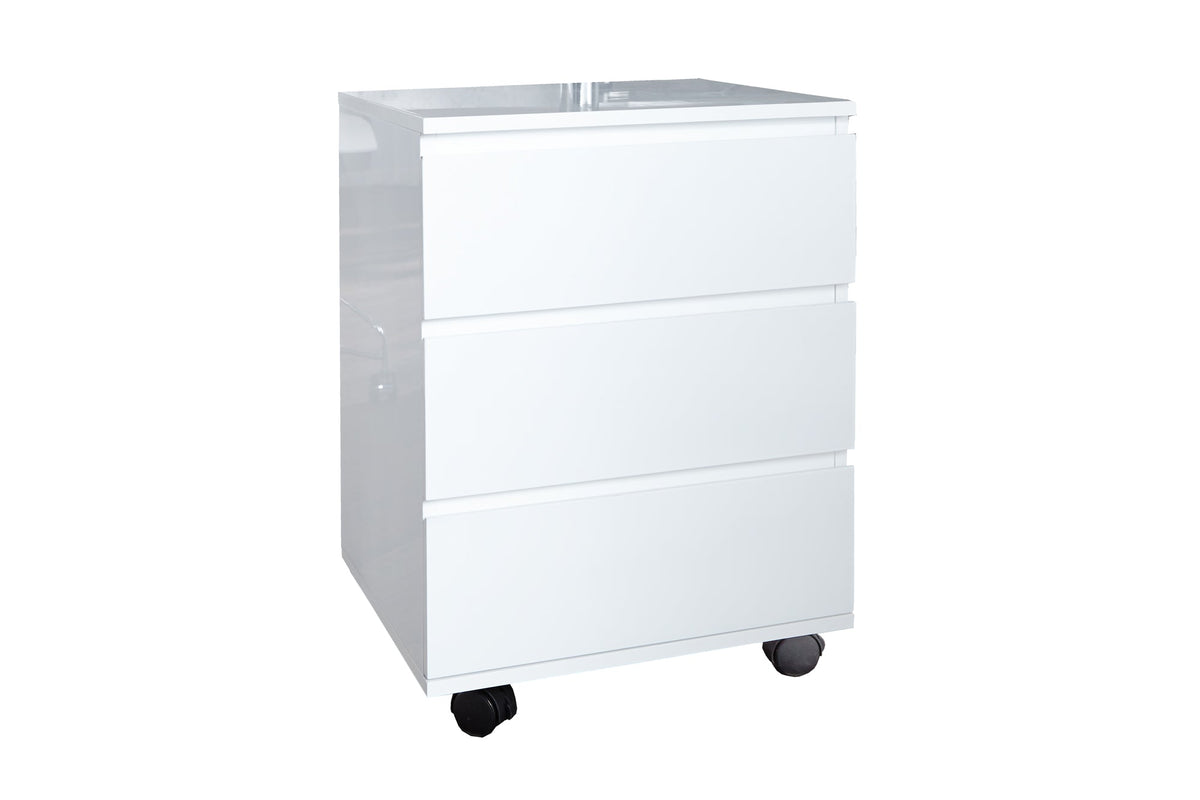 Roll conteneur moderne BIG DEAL 45cm blanc brillant 3 tiroirs