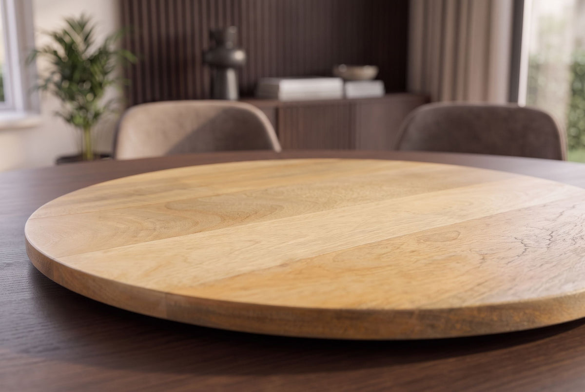 Runder Drehteller MAKASSAR 50cm natur Mangoholz massiv handmade