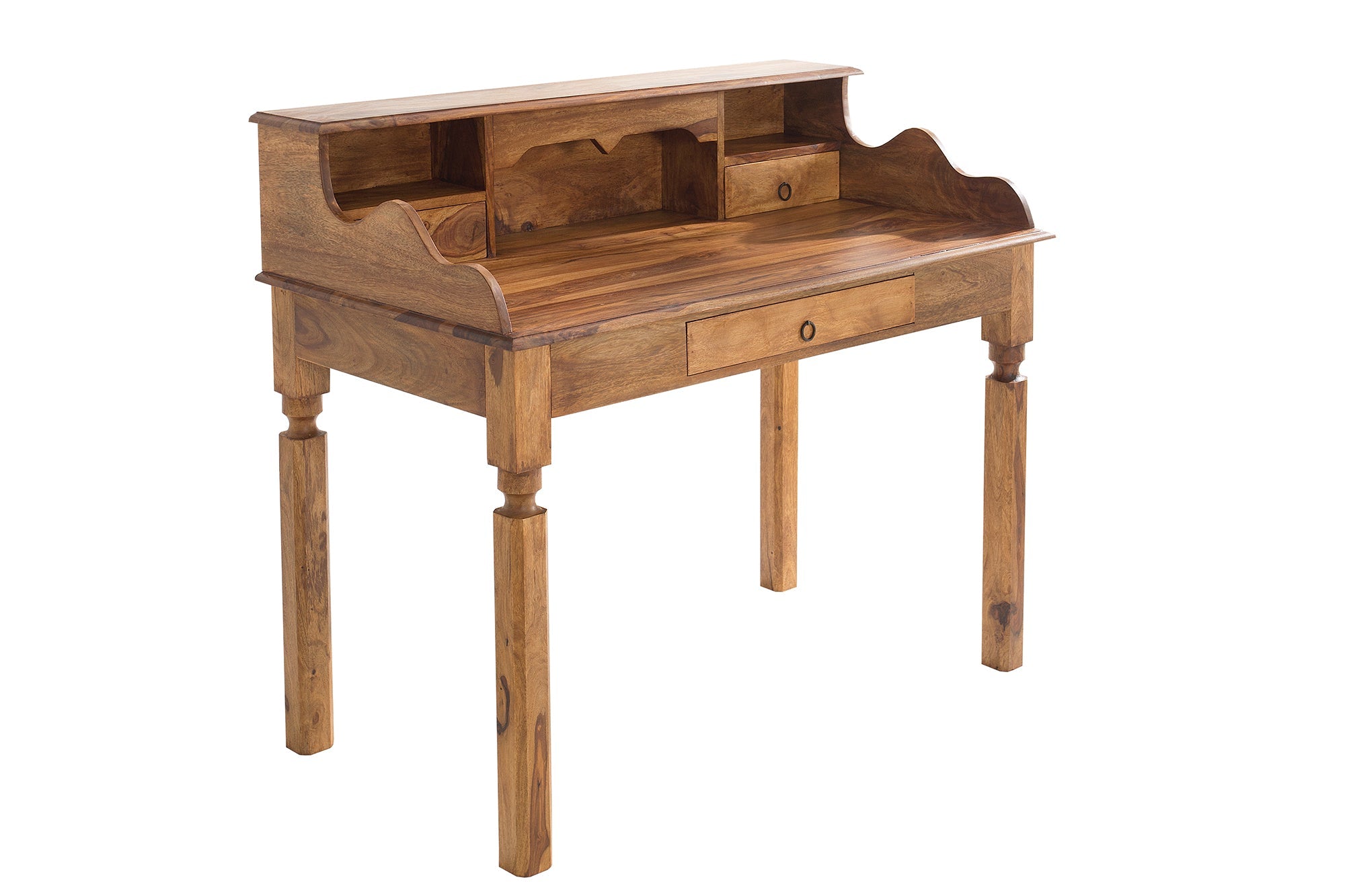 Secrétaire design HEMINGWAY L 115cm bureau bois massif sheesham marron finition pierre