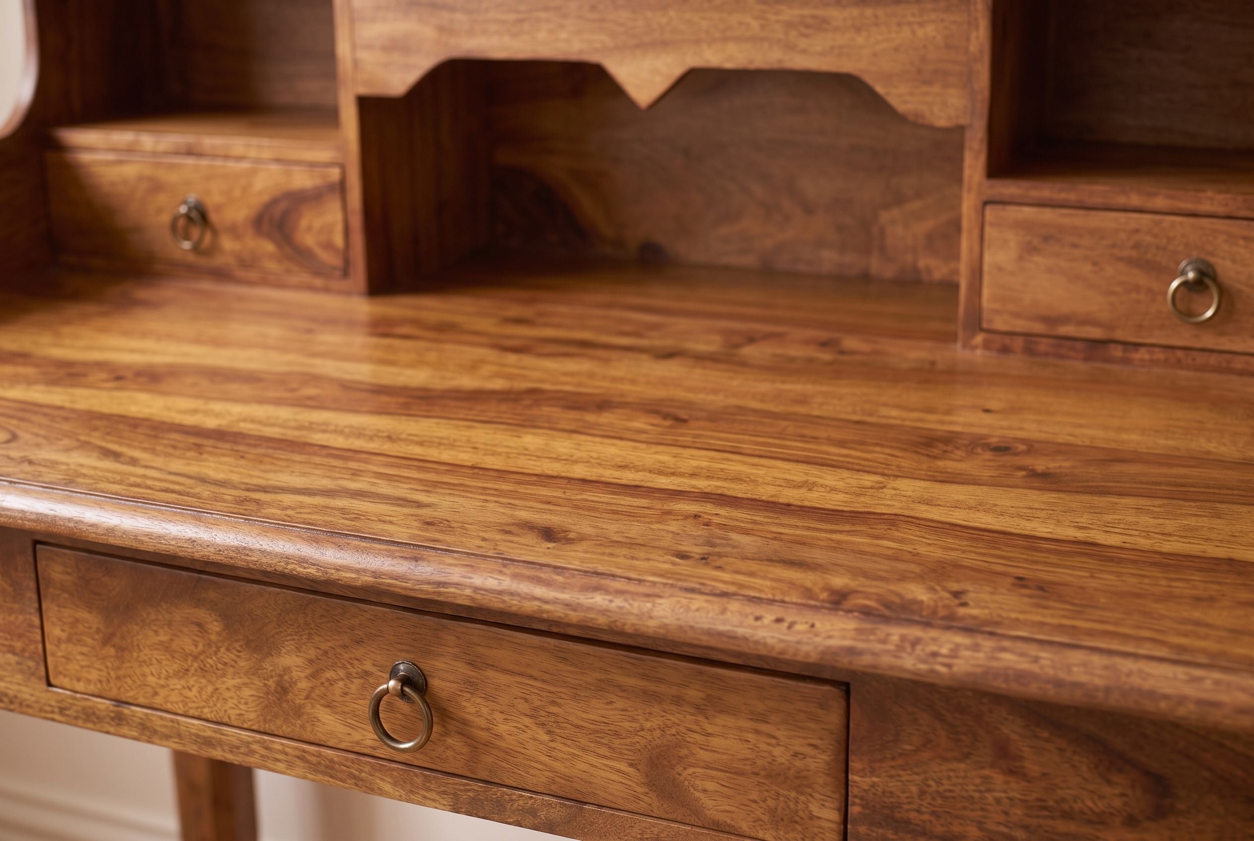 Secrétaire design HEMINGWAY L 115cm bureau bois massif sheesham marron finition pierre