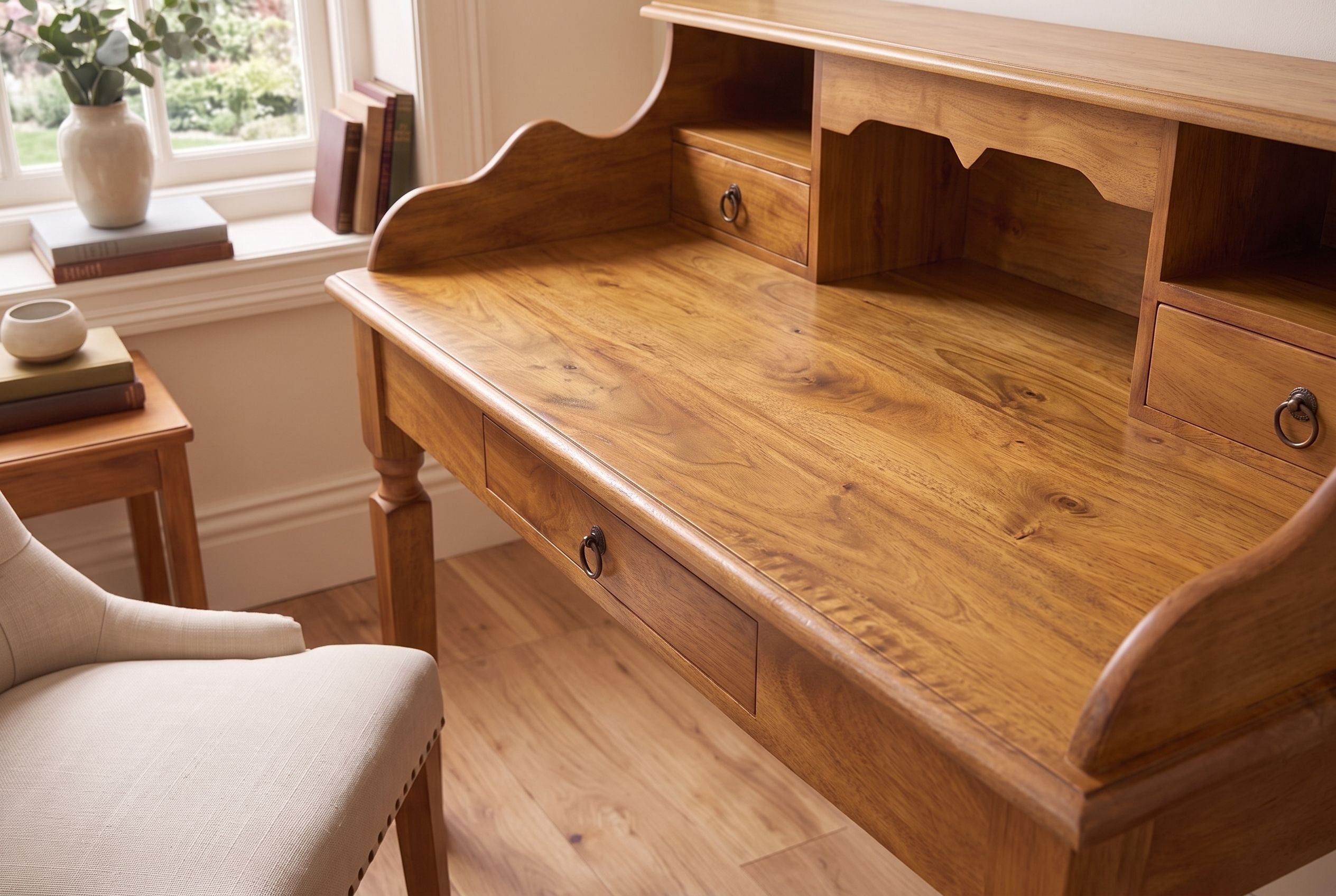 Secrétaire design HEMINGWAY L 115cm bureau en manguier marron finition miel