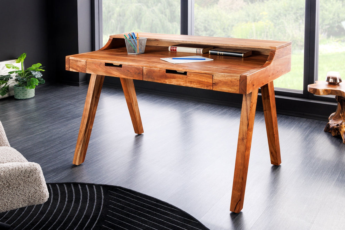 Secrétaire massif MONSOON 100cm bureau en bois d’acacia naturel