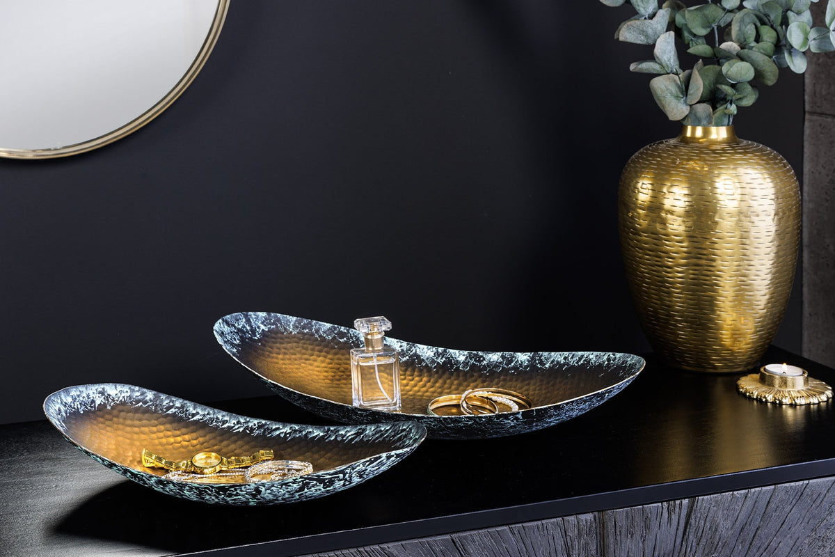 Set de 2 bols décoratifs ORIENT 45cm design martelé doré patiné